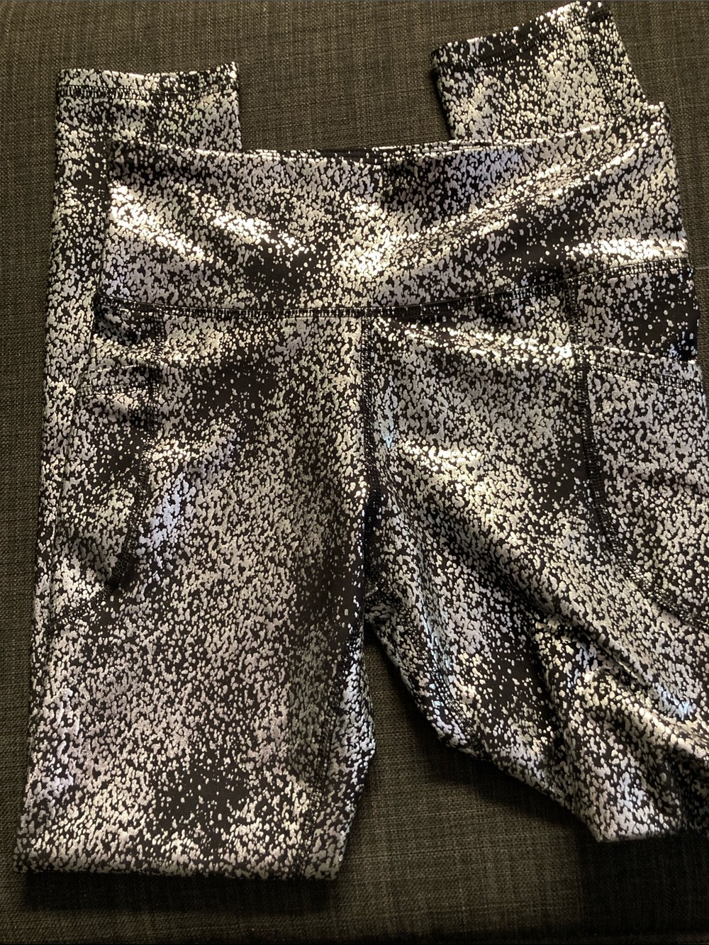 Girls NWT  Rock Star Halloween costume pocket Black Silver shine Legging 14 16